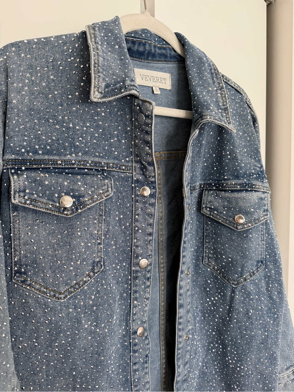 VEVERET Blue Denim Jacket with Sparkle Embellishment - Picture 2 of 4